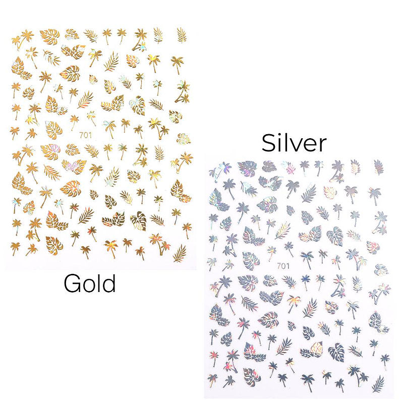 Leaf Gold & Silver Nail Stickers Pzl Nails