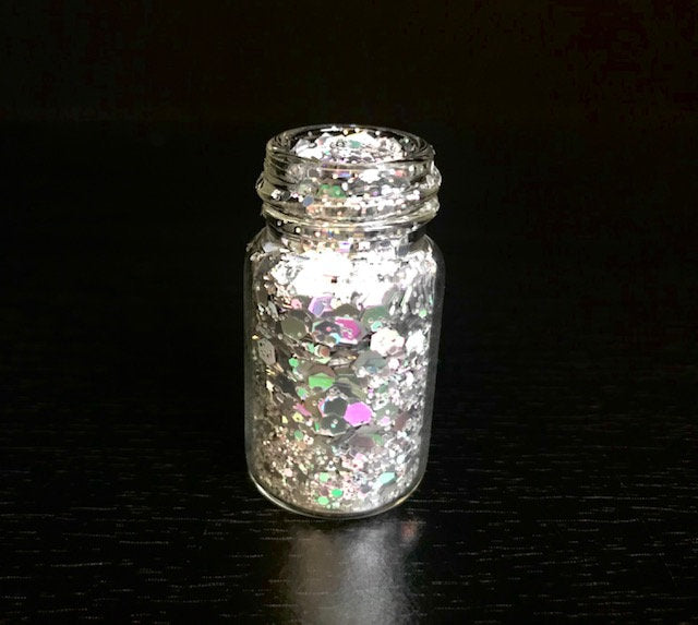 Holographic Silver Glitter Pzl Nails