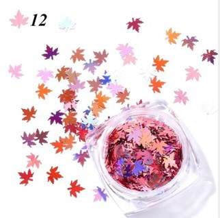 Holographic Autumn Leaf Shape Pzl Nails