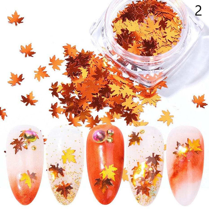 Holographic Autumn Leaf Shape Pzl Nails