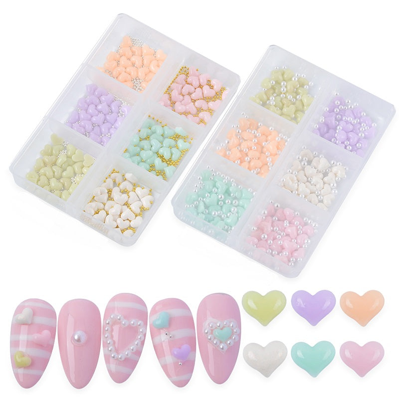 Heart Shapes with Metal Caviar Pzl Nails