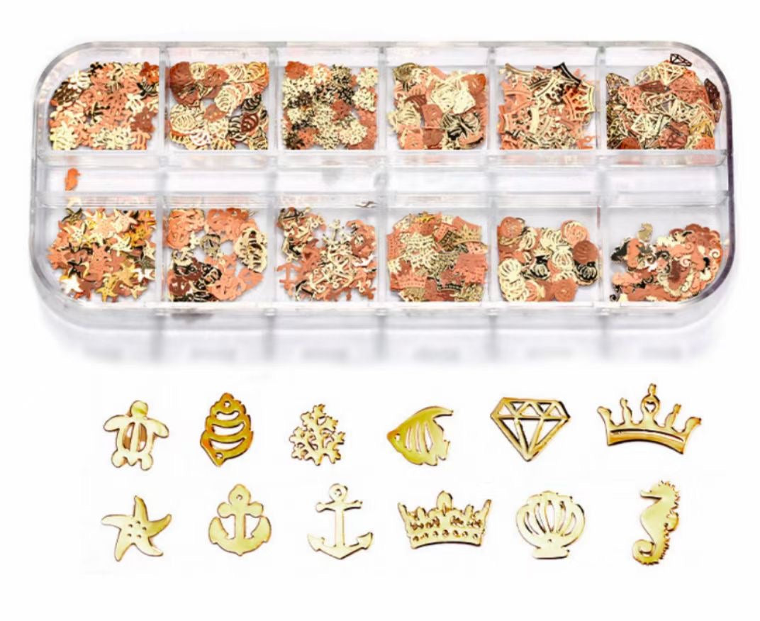 Mixed Metal Sea Shapes Pzl Nails