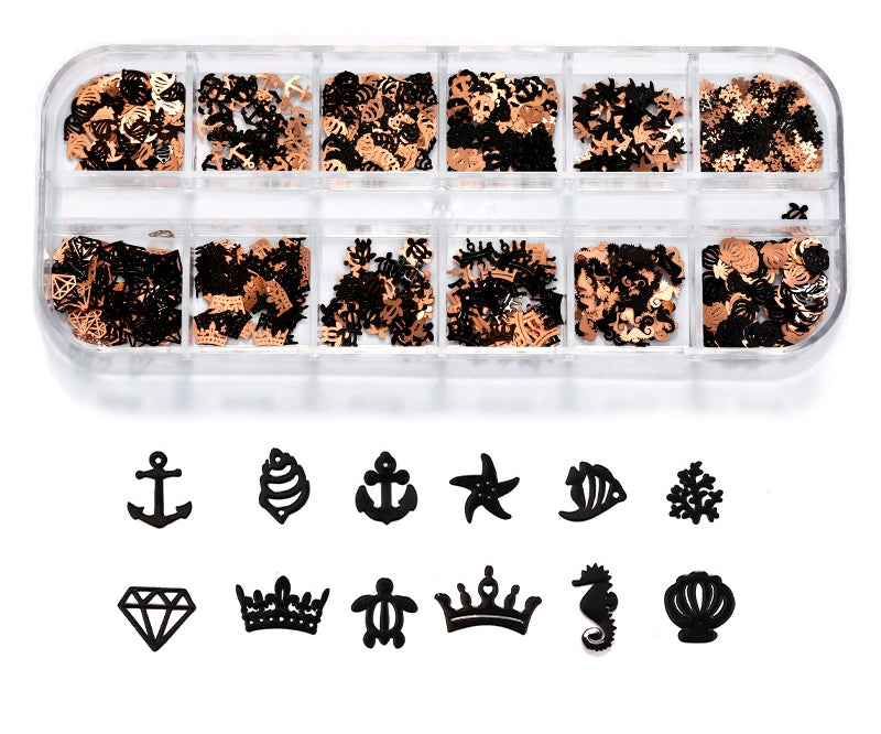 Mixed Metal Sea Shapes Pzl Nails