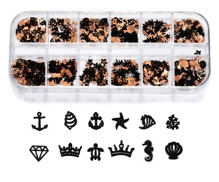 Mixed Metal Sea Shapes Pzl Nails