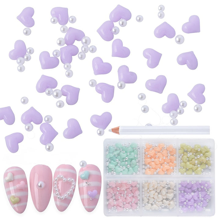 Heart Shapes with Metal Caviar Pzl Nails