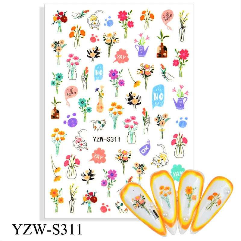 Summer Flowers Sticker - Pzl Nails