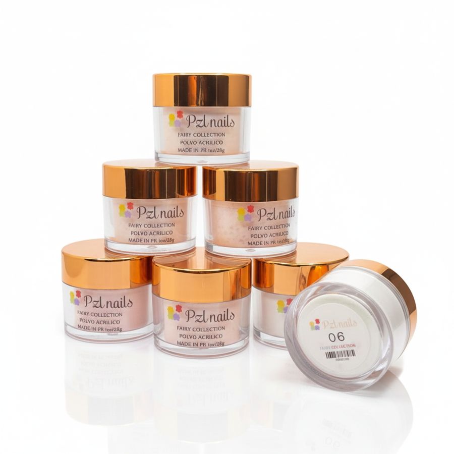 Collection of Pzl nails nail polish jars on a white background