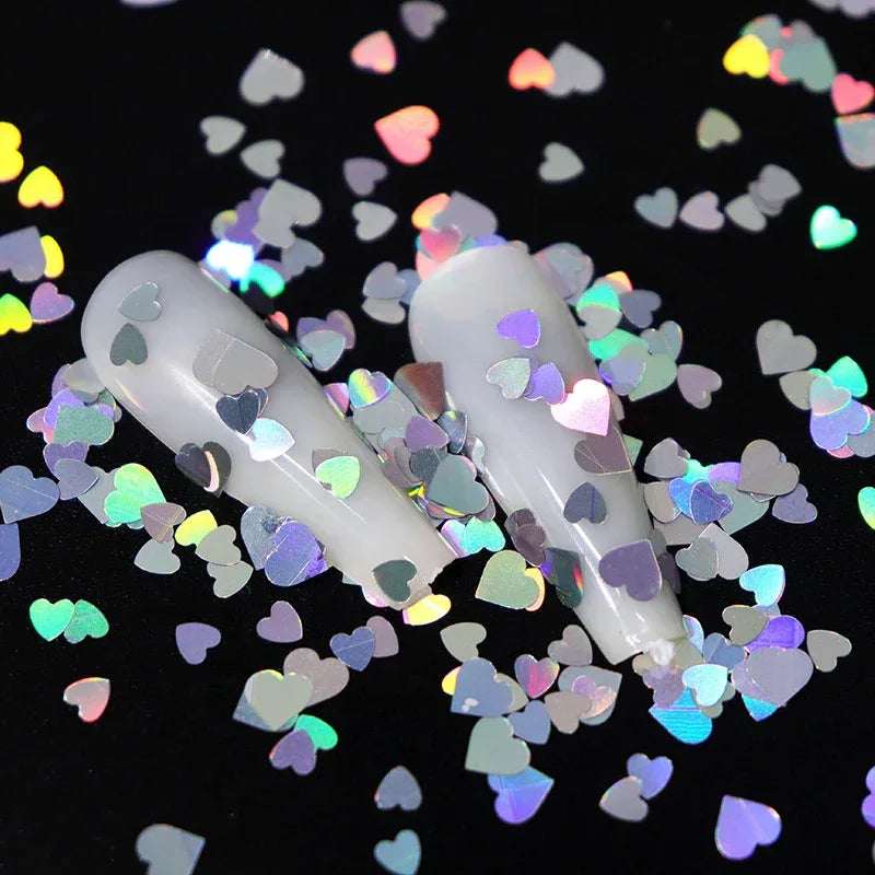 Holographic Valentine Heart Sequins - Pzl Nails