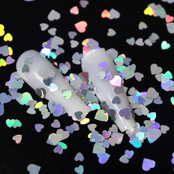 Holographic Valentine Heart Sequins - Pzl Nails