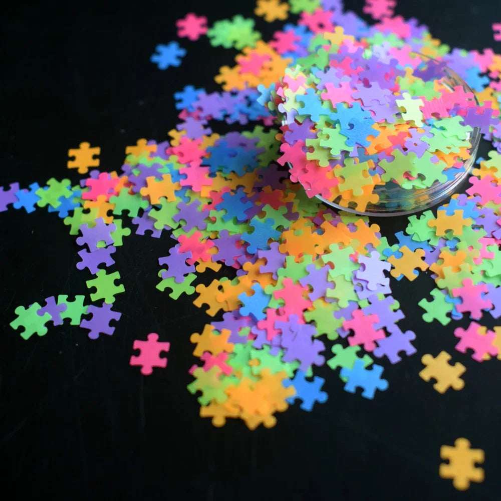 Autism Puzzle Glitter Neon - Pzl Nails