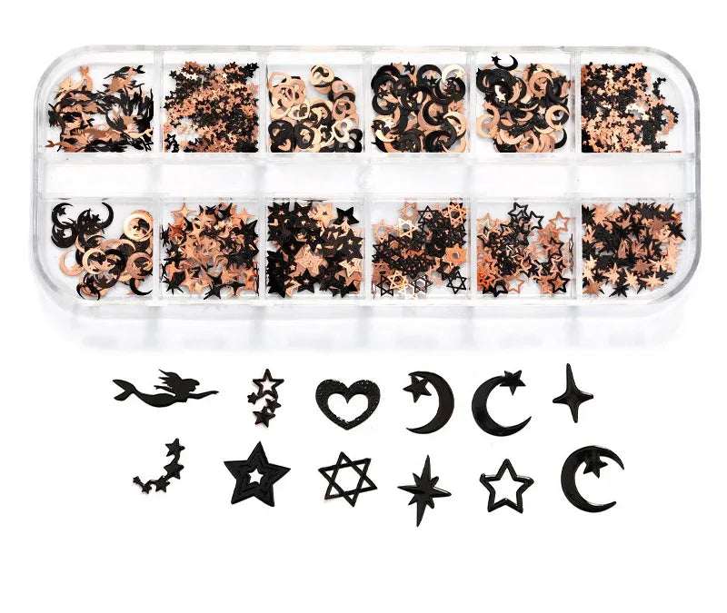 Mixed Metal Stars and Moons - Pzl Nails