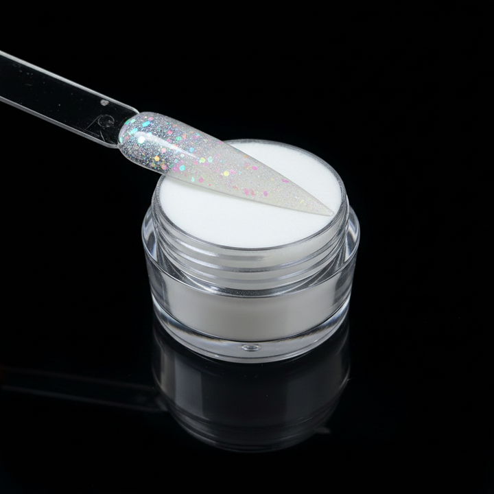 Jar of white gel with a applicator on a black background