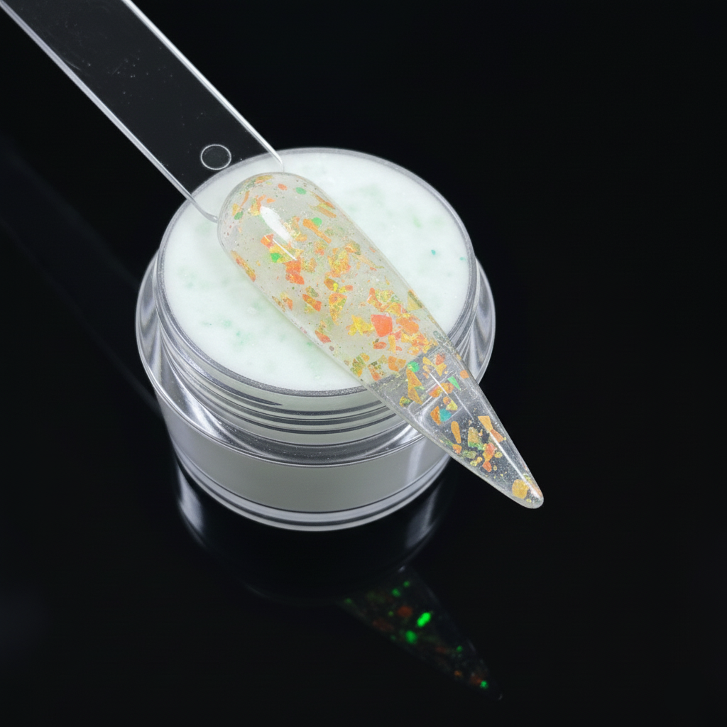 Nail art gel with a brush applicator on a black background