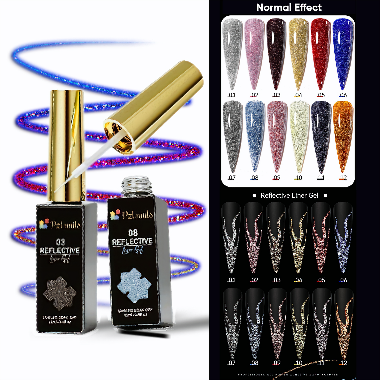 Reflective Liner Gel Pzl Nails