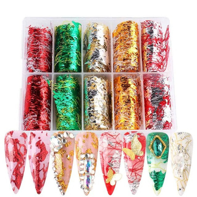 Colorful Aluminum Foil Flakes Pzl Nails