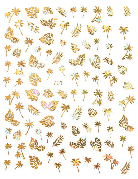 Leaf Gold & Silver Nail Stickers Pzl Nails