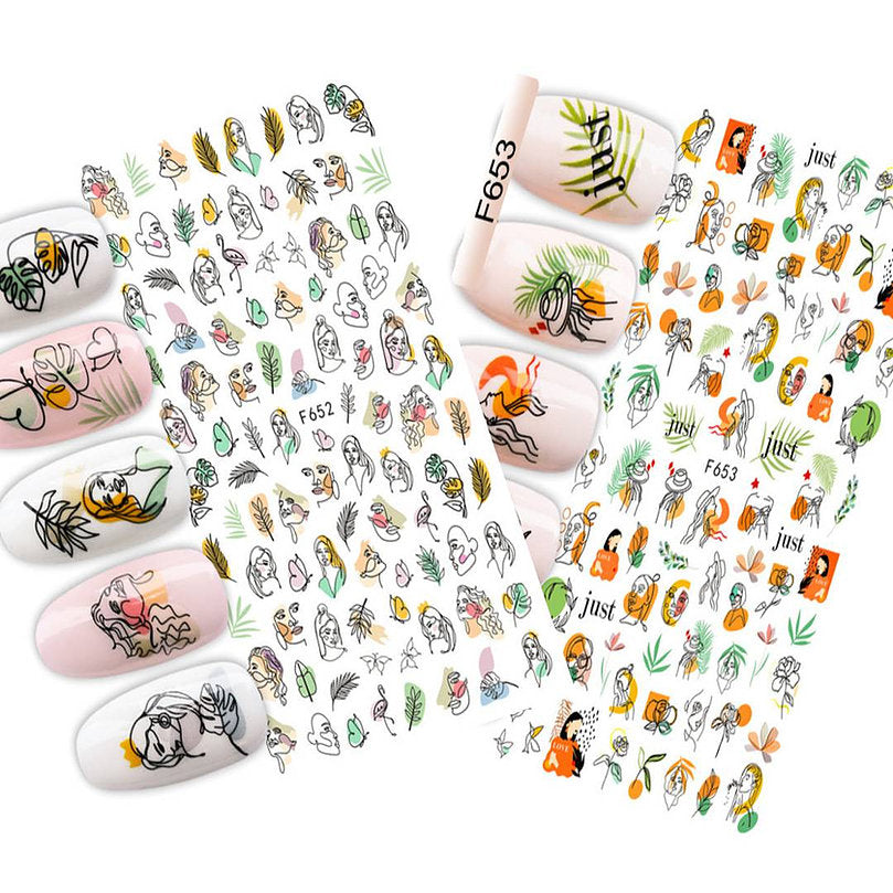 Faces & Leaf Nail Sticker Pzl Nails