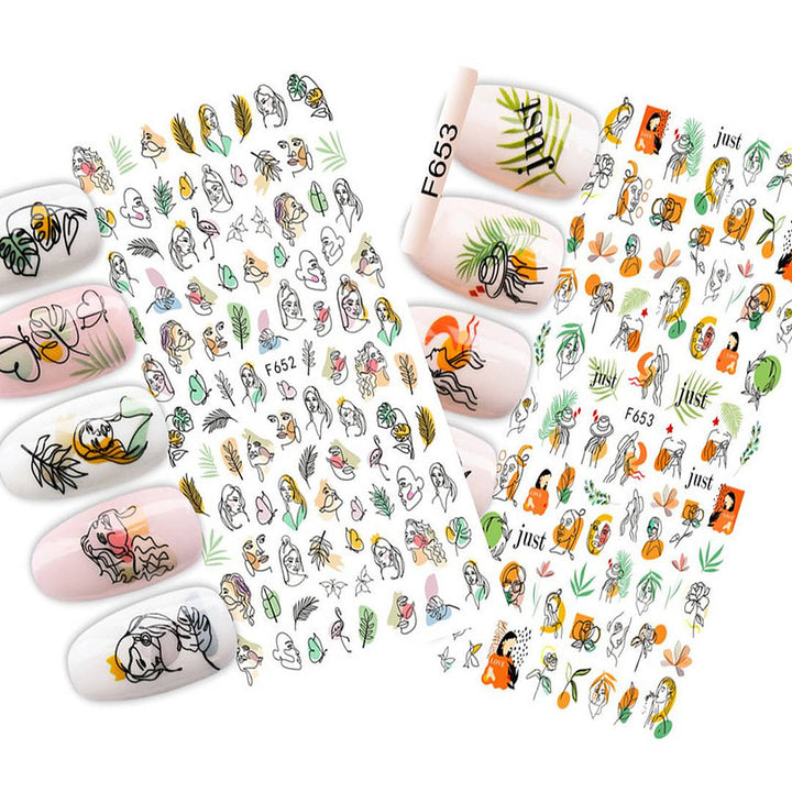 Faces & Leaf Nail Sticker Pzl Nails