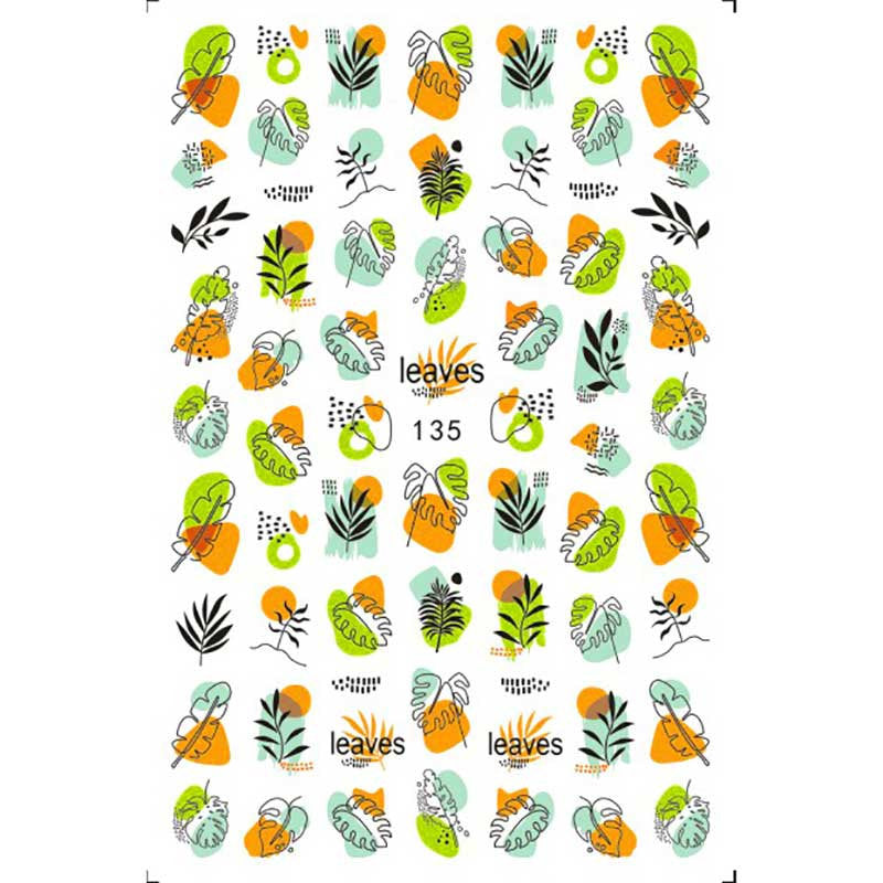 Summer Leaf Stickers Pzl Nails