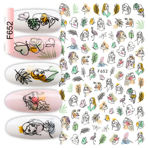 Faces & Leaf Nail Sticker Pzl Nails