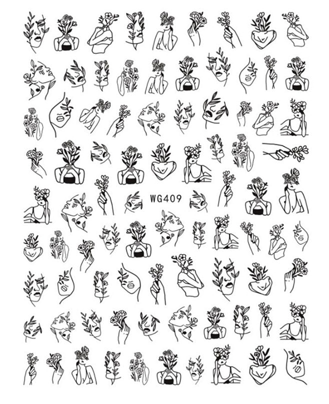 Faces Shape Stickers Pzl Nails