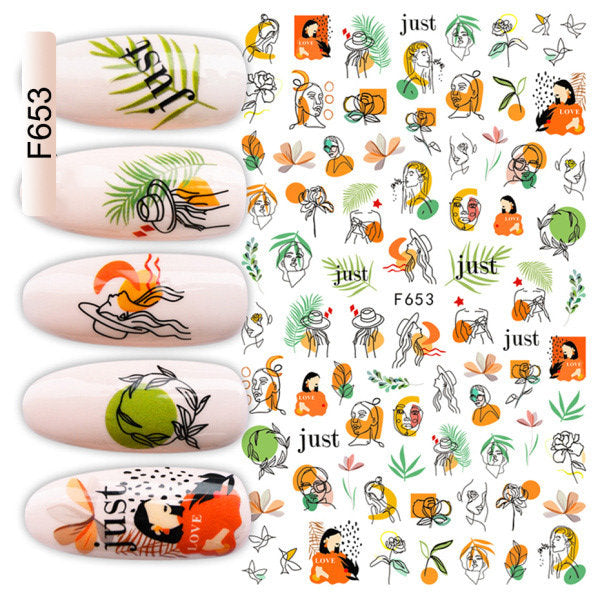 Faces & Leaf Nail Sticker Pzl Nails