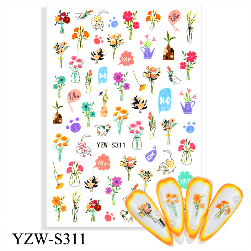 Summer Flowers Stickers Pzl Nails
