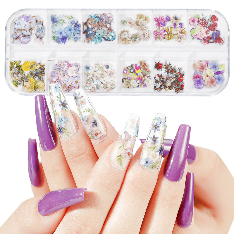 Colorful Flower Slices Pzl Nails