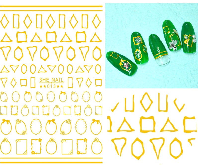 Gold Geometric Sticker Pzl Nails