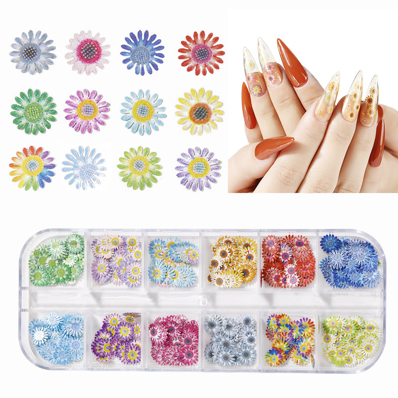 Colorful Flower Slices Pzl Nails