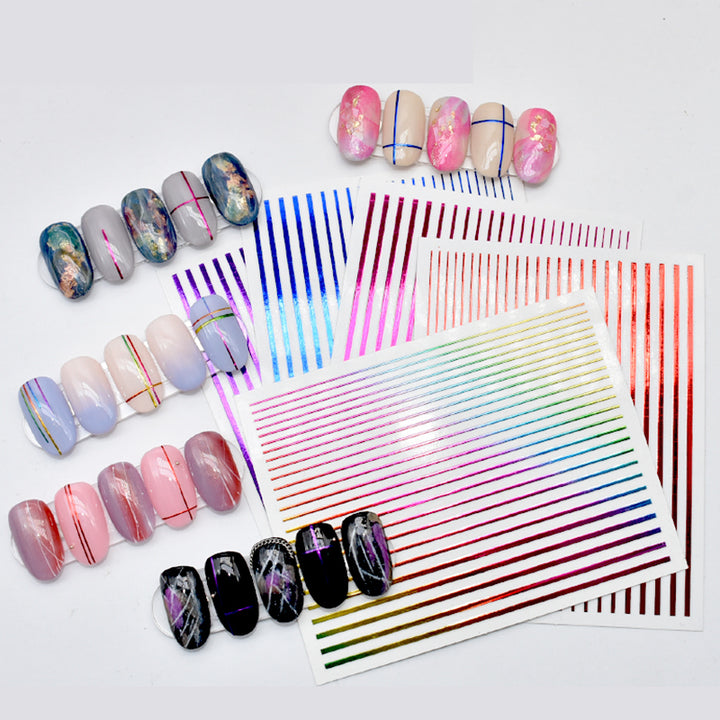 Neon and Metallic Line Stickers Pzl Nails