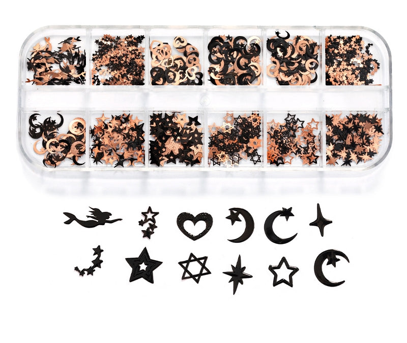 Mixed Metal Stars and Moons Pzl Nails