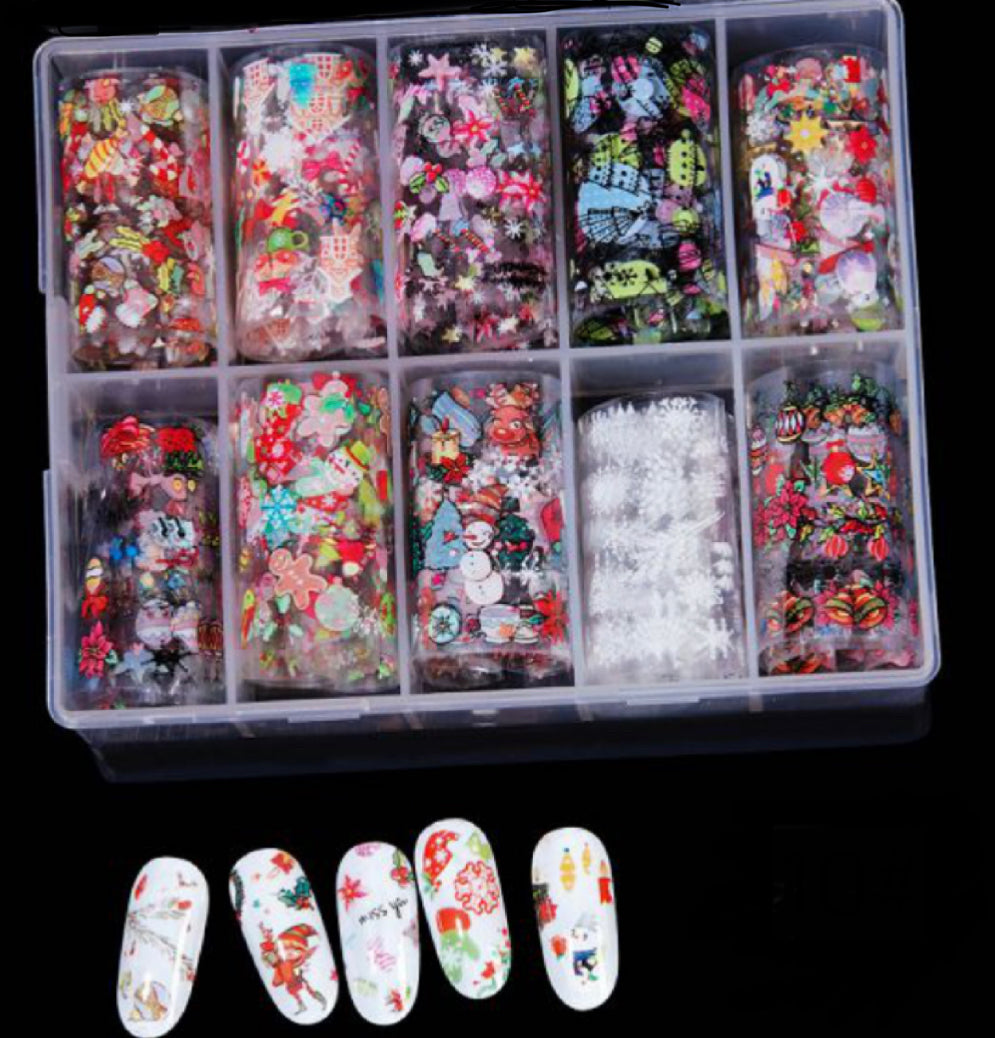 Christmas transfer foil Pzl Nails