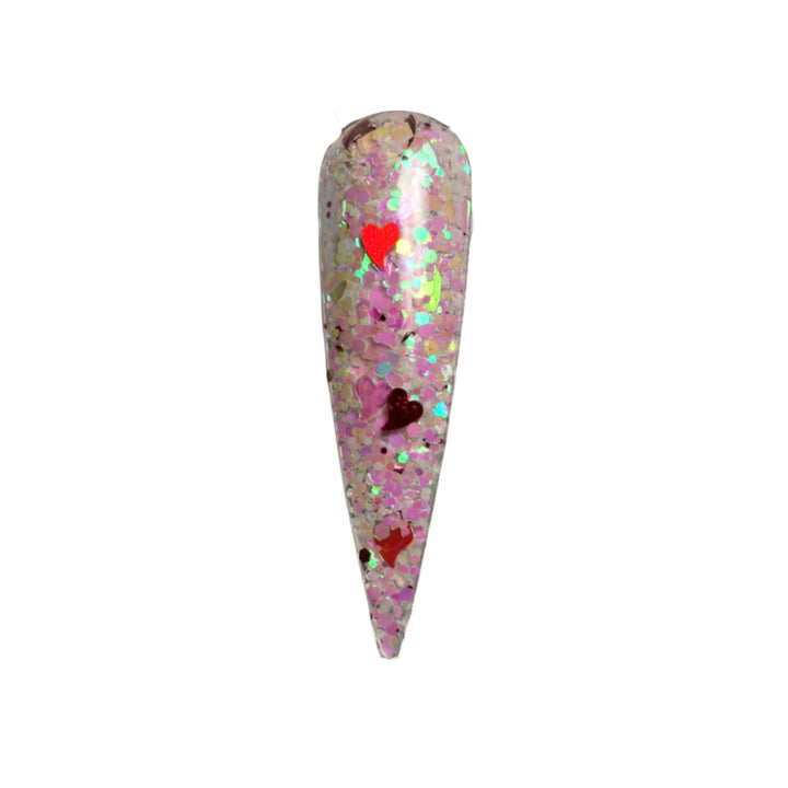 White Glitter Mix with Hearts Pzl Nails