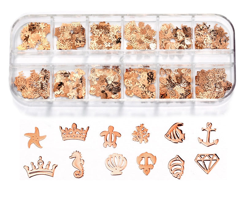 Mixed Metal Sea Shapes Pzl Nails